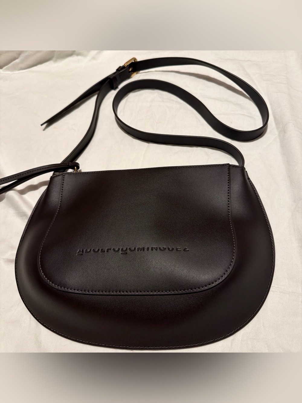 Adolfo Dominguez Dark Brown Bovine Leather Crossbody Bag